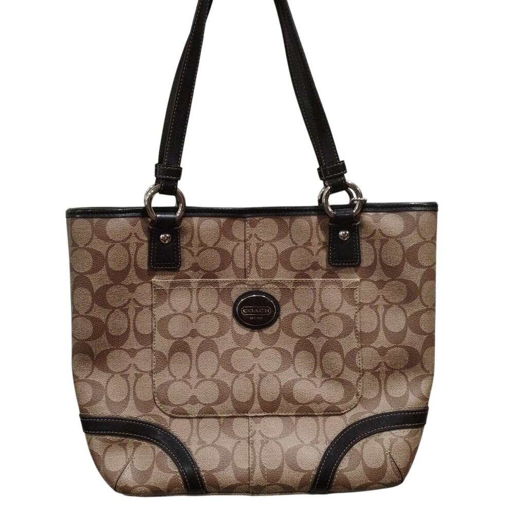 Coach Peyton Signature Heritage Tote Bag